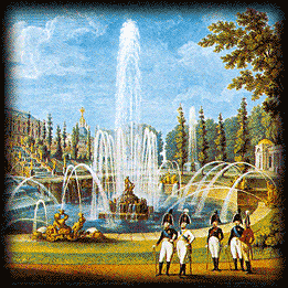 J. Czesski from a drawing by M. Shotoshnikov.
View of the Samson Pool with Fountains and Cascades in the Lower Garden at Peterhof. 1810s
