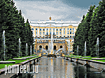 Photos of Petersburg. Peterhof. View from the Sea Canal to the Great Palace and the Great Cascade
