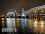 Photos of Petersburg. The Bridge of Peter the Great (Okhta Bridge) at night